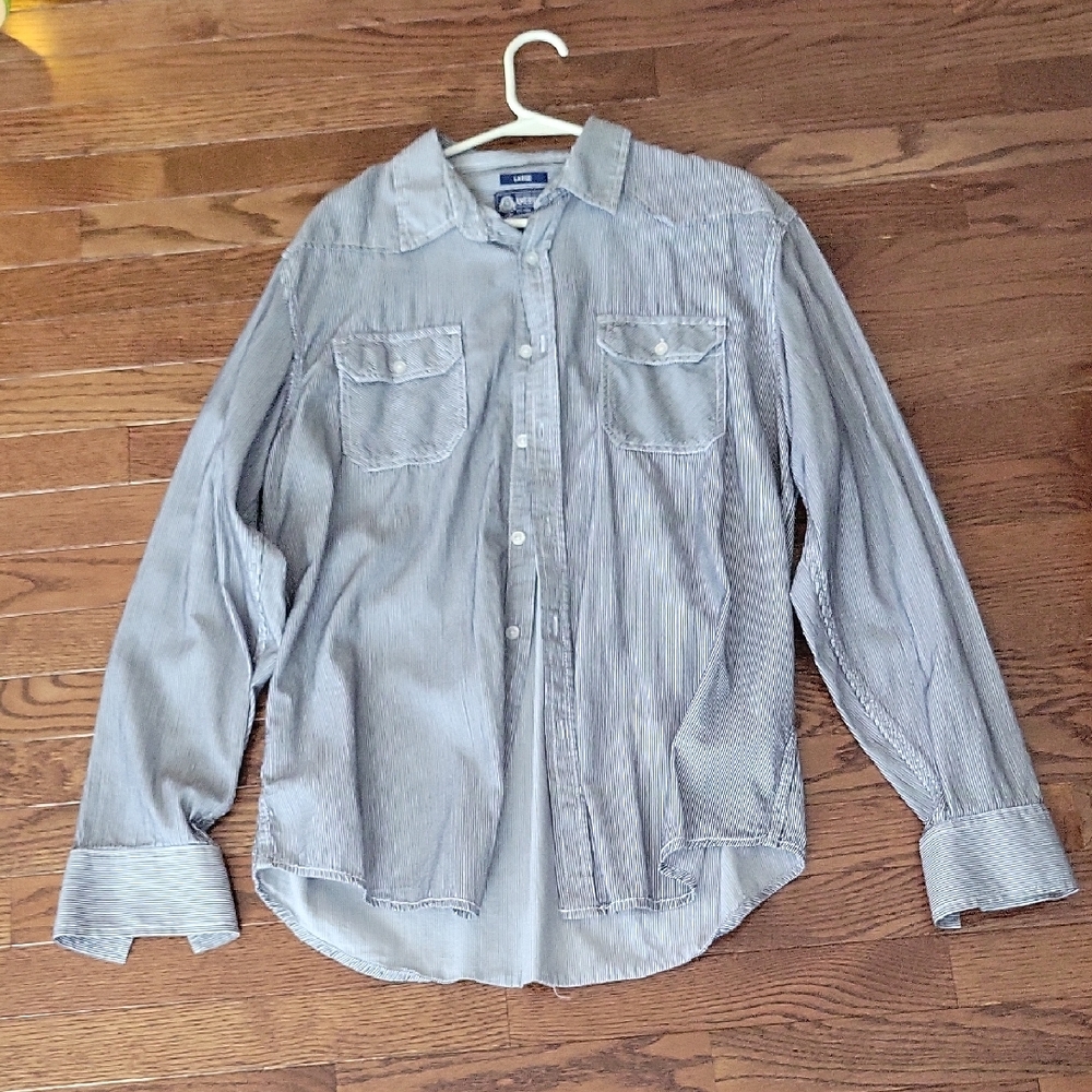 American Rag Gray Striped Button Down Shirt
